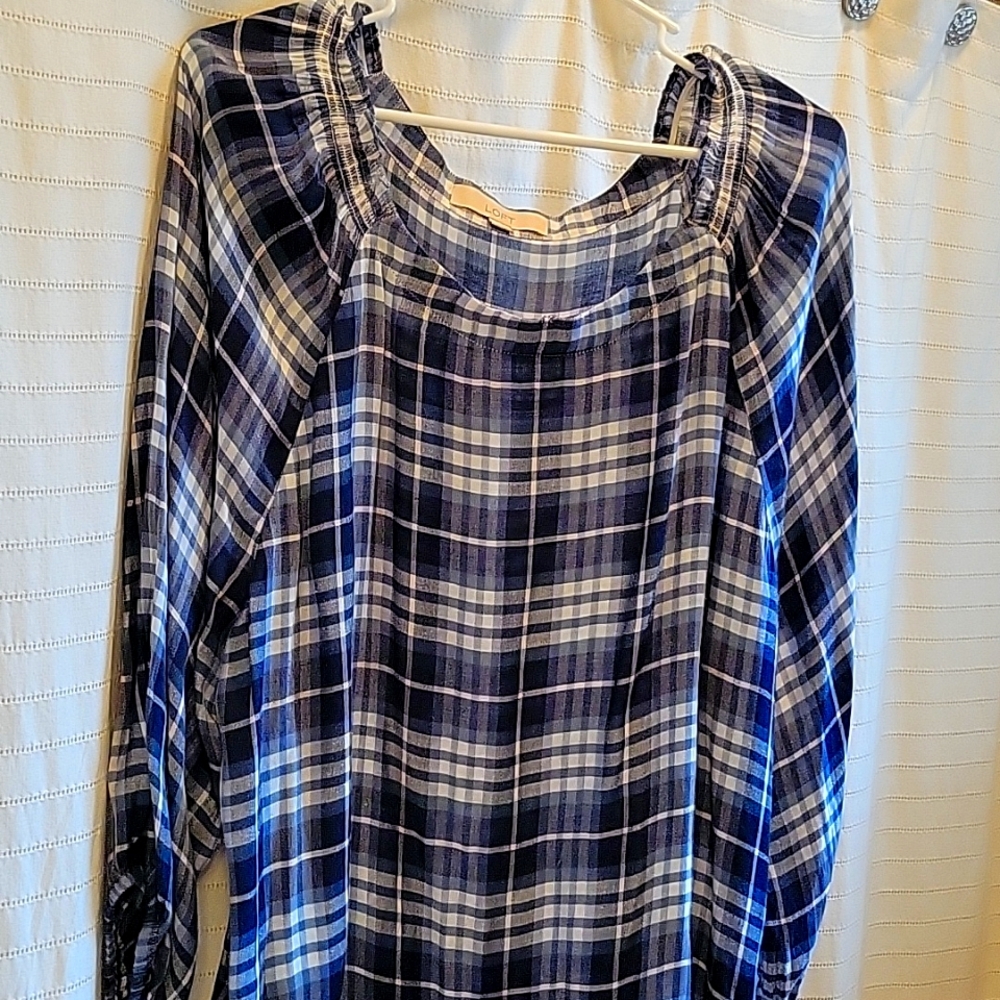 Loft blouse, plaid